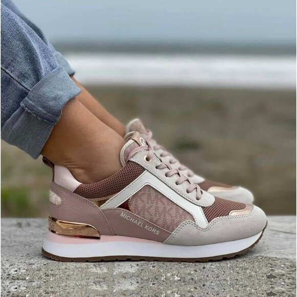 Michael Kors Shoes - ✨Michael Kors Size 7.5 Women Sneakers  Wilma Trainer Shoes Pink Suede 49TOWIFS1S